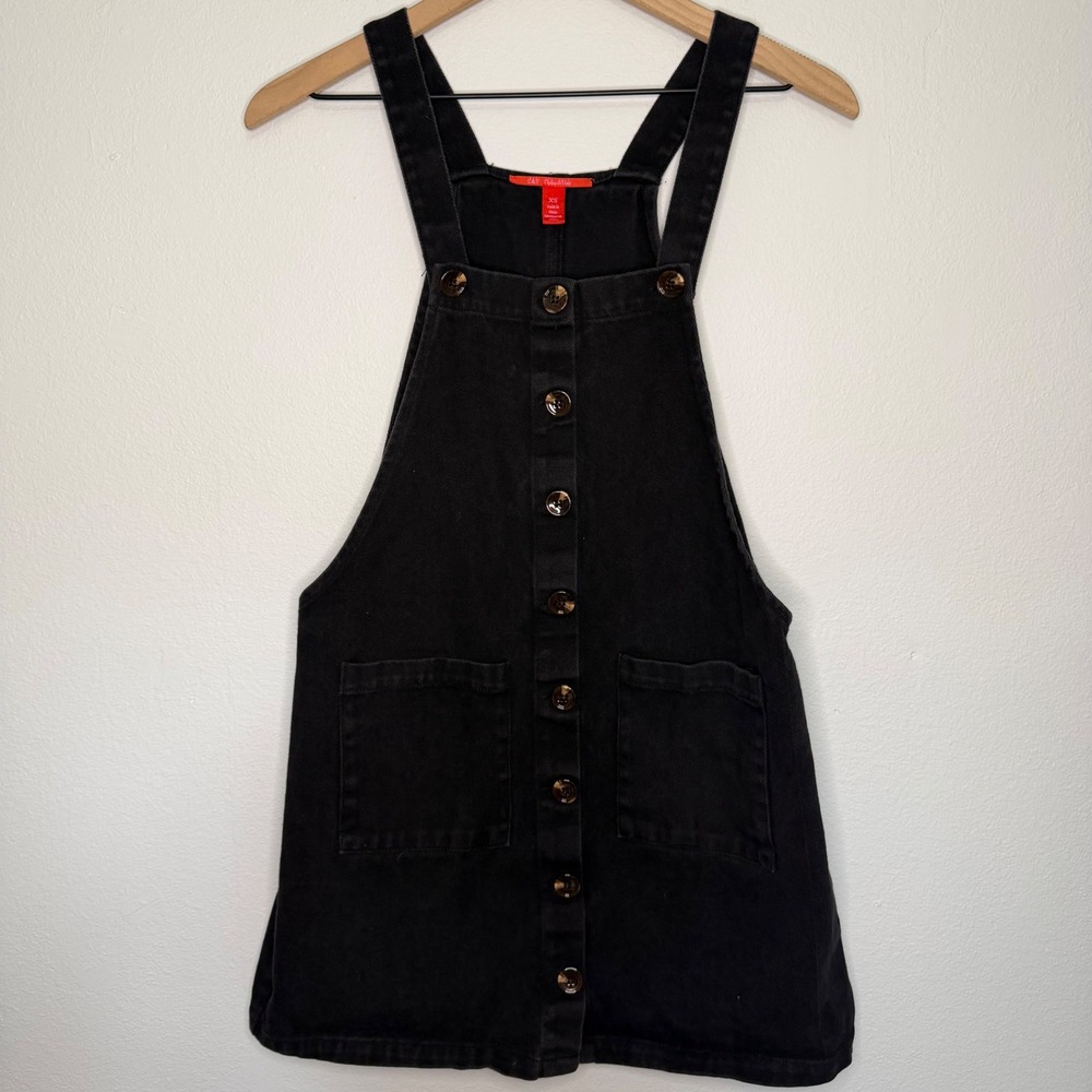 Chelsea‎ & Violet - Black Denim Overall Dress Jumper Women's Size XS 100% Cotton
